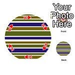 Olive Green Blue Stripes Pattern Playing Cards 54 (Round)  Front - HeartK