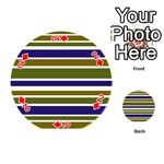 Olive Green Blue Stripes Pattern Playing Cards 54 (Round)  Front - Diamond2