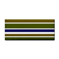 Olive Green Blue Stripes Pattern Hand Towel