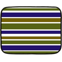 Olive Green Blue Stripes Pattern Fleece Blanket (mini)