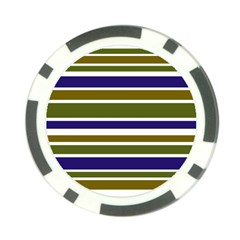 Olive Green Blue Stripes Pattern Poker Chip Card Guards (10 Pack)  by BrightVibesDesign