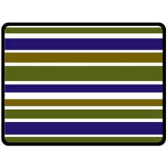 Olive Green Blue Stripes Pattern Fleece Blanket (large) 