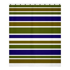 Olive Green Blue Stripes Pattern Shower Curtain 60  X 72  (medium)  by BrightVibesDesign