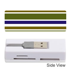 Olive Green Blue Stripes Pattern Memory Card Reader (stick) 