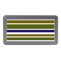 Olive Green Blue Stripes Pattern Memory Card Reader (mini)