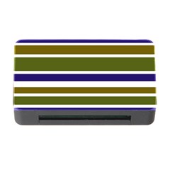 Olive Green Blue Stripes Pattern Memory Card Reader With Cf