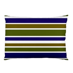 Olive Green Blue Stripes Pattern Pillow Case (two Sides)