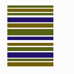 Olive Green Blue Stripes Pattern Small Garden Flag (two Sides)