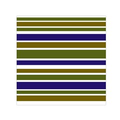 Olive Green Blue Stripes Pattern Small Satin Scarf (square) 