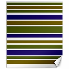 Olive Green Blue Stripes Pattern Canvas 8  X 10  by BrightVibesDesign