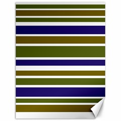 Olive Green Blue Stripes Pattern Canvas 12  X 16  