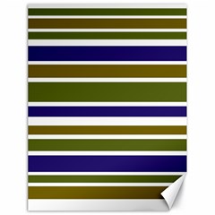 Olive Green Blue Stripes Pattern Canvas 18  X 24   by BrightVibesDesign