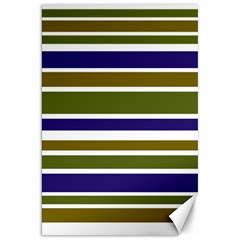 Olive Green Blue Stripes Pattern Canvas 20  X 30   by BrightVibesDesign