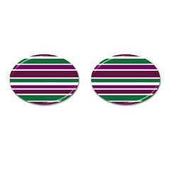 Purple Green Stripes Cufflinks (oval) by BrightVibesDesign