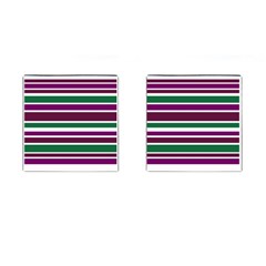 Purple Green Stripes Cufflinks (square) by BrightVibesDesign