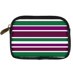 Purple Green Stripes Digital Camera Cases by BrightVibesDesign