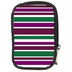 Purple Green Stripes Compact Camera Cases by BrightVibesDesign