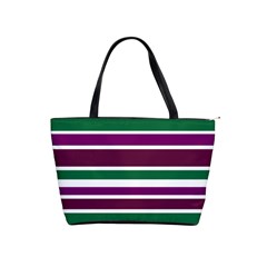 Purple Green Stripes Shoulder Handbags by BrightVibesDesign