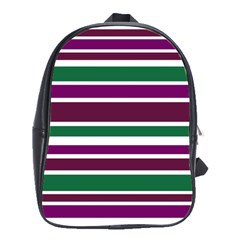 Purple Green Stripes School Bags(large)  by BrightVibesDesign