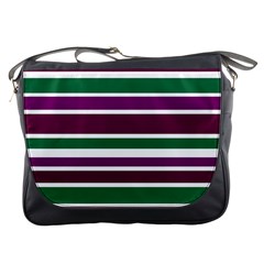 Purple Green Stripes Messenger Bags by BrightVibesDesign