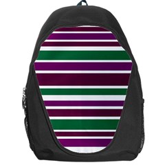 Purple Green Stripes Backpack Bag by BrightVibesDesign