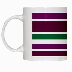 Purple Green Stripes White Mugs by BrightVibesDesign