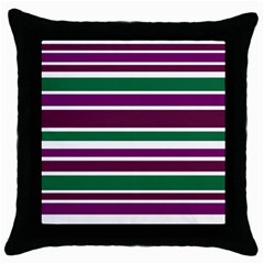 Purple Green Stripes Throw Pillow Case (black) by BrightVibesDesign