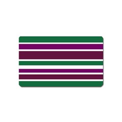 Purple Green Stripes Magnet (name Card) by BrightVibesDesign