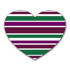 Purple Green Stripes Heart Mousepads