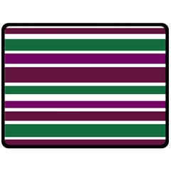 Purple Green Stripes Fleece Blanket (large) 