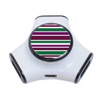 Purple Green Stripes 3-Port USB Hub Front