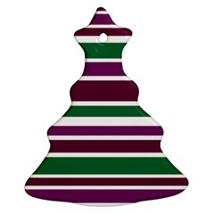 Purple Green Stripes Christmas Tree Ornament (2 Sides) by BrightVibesDesign