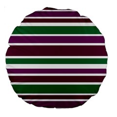 Purple Green Stripes Large 18  Premium Round Cushions by BrightVibesDesign