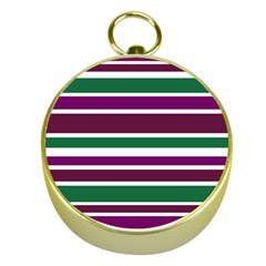 Purple Green Stripes Gold Compasses by BrightVibesDesign