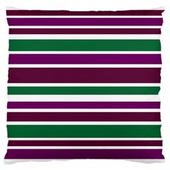 Purple Green Stripes Large Flano Cushion Case (two Sides)