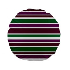 Purple Green Stripes Standard 15  Premium Flano Round Cushions