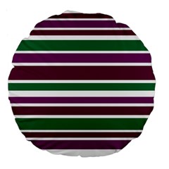 Purple Green Stripes Large 18  Premium Flano Round Cushions by BrightVibesDesign