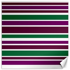 Purple Green Stripes Canvas 12  X 12   by BrightVibesDesign