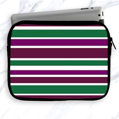 Purple Green Stripes Apple Ipad 2/3/4 Zipper Cases by BrightVibesDesign