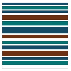 Teal Brown Stripes Large Satin Scarf (square) by BrightVibesDesign