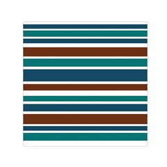 Teal Brown Stripes Small Satin Scarf (square)