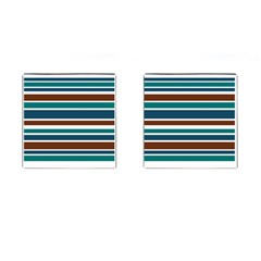 Teal Brown Stripes Cufflinks (square) by BrightVibesDesign