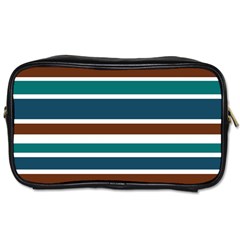 Teal Brown Stripes Toiletries Bags by BrightVibesDesign