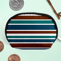 Teal Brown Stripes Accessory Pouches (medium) 