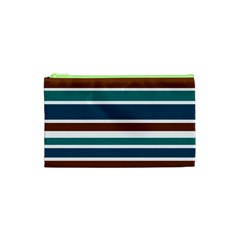 Teal Brown Stripes Cosmetic Bag (xs)