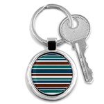 Teal Brown Stripes Key Chains (Round)  Front