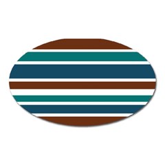 Teal Brown Stripes Oval Magnet