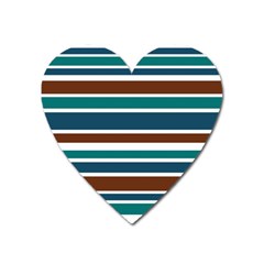 Teal Brown Stripes Heart Magnet by BrightVibesDesign