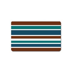 Teal Brown Stripes Magnet (name Card) by BrightVibesDesign