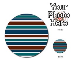 Teal Brown Stripes Multi-purpose Cards (round) 